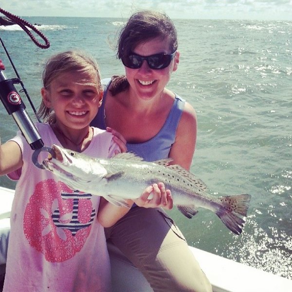 Mom and Daughters Fishing